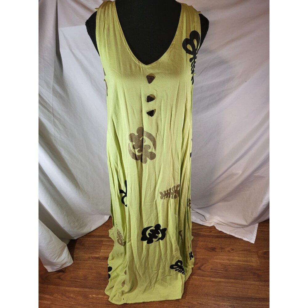 Shermarke One Size Womens Sleeveless‎ Dress Green Relaxed Read